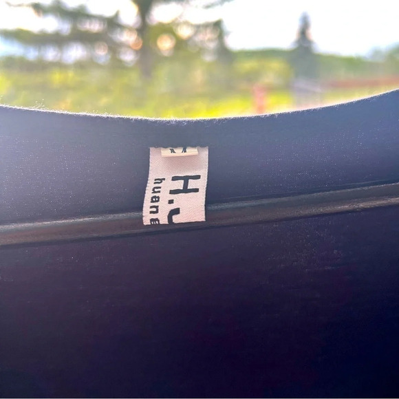 H.J.W Huang Jin Wu beautiful ruffled navy dress M with flower stitches thick! - Picture 7 of 10